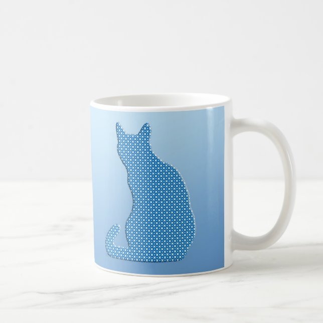 Dotty Cat - shades of blue Coffee Mug (Right)