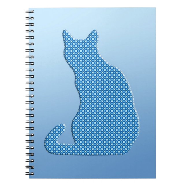 Dotty Cat - shades of blue Spiral Notebook (Front)