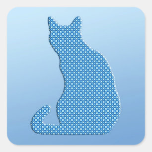 Dotty Cat - shades of blue Square Sticker