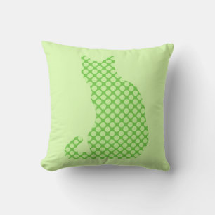 Dotty Cat - shades of lime green Cushion