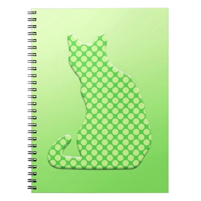 Dotty Cat - shades of lime green Spiral Notebook (Front)