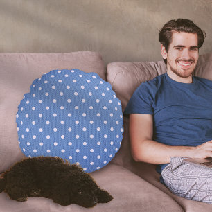 Dotty Delight Blue Round Cushion