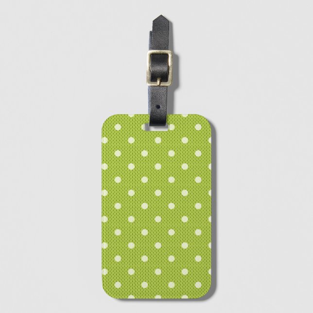 Dotty Delight Green Luggage Tag (Front Vertical)
