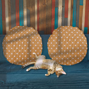 Dotty Delight Orange Round Cushion