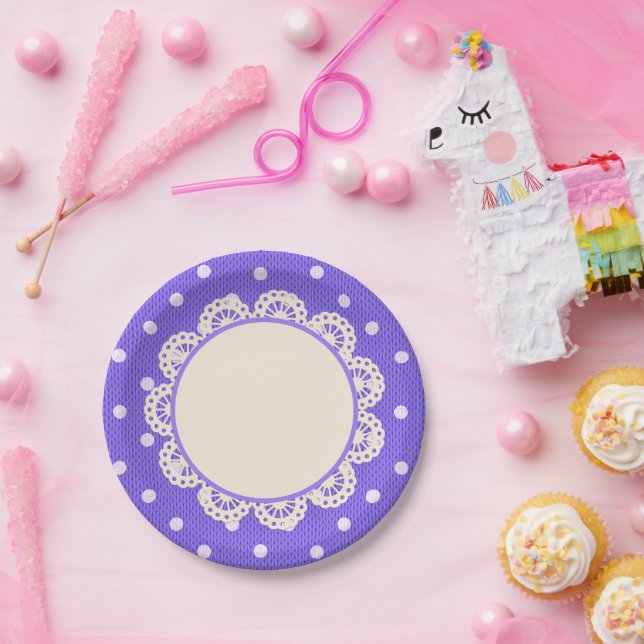 Dotty Delight Purple Paper Plate (Party)