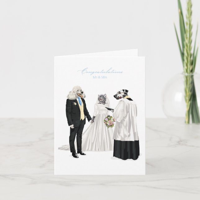 Dotty Dog Marriage Ceremony Wedding  Card (Front)