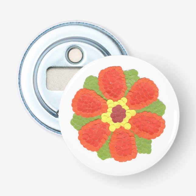 Dotty Flower Button Bottle Opener (Front)