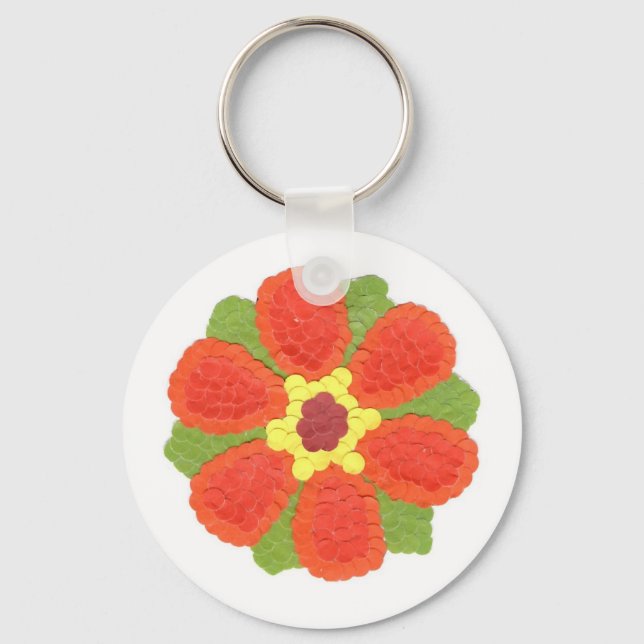 Dotty Flower Button Keyring (Front)