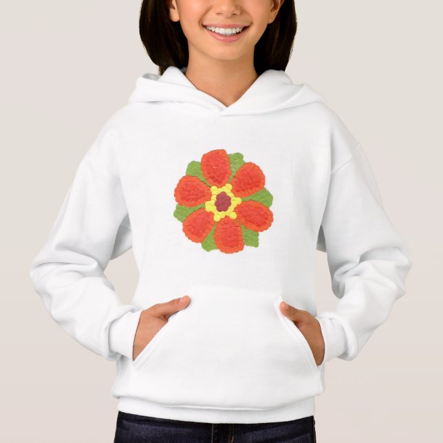 Dotty Flower Girls' Fleece Pullover Hoodie (Front)