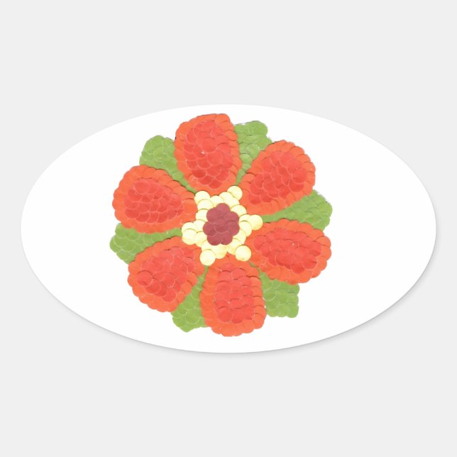 Dotty Flower Oval Sticker (Front)