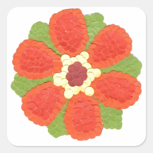 Dotty Flower Rectangular Sticker (Front)