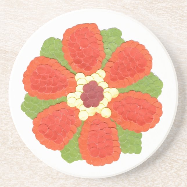 Dotty Flower Sandstone Coaster (Front)