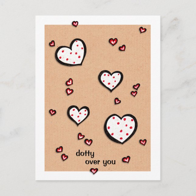 Dotty Hearts kraft Dotty Over You Postcard (Front)