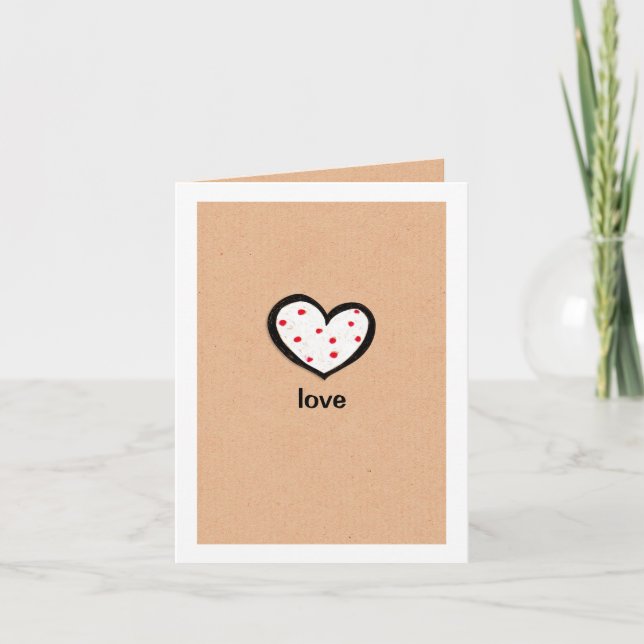 Dotty Hearts kraft Love Note Card (Front)