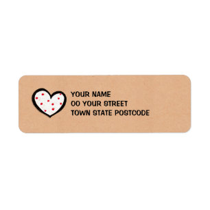 Dotty Hearts kraft Return Address Label