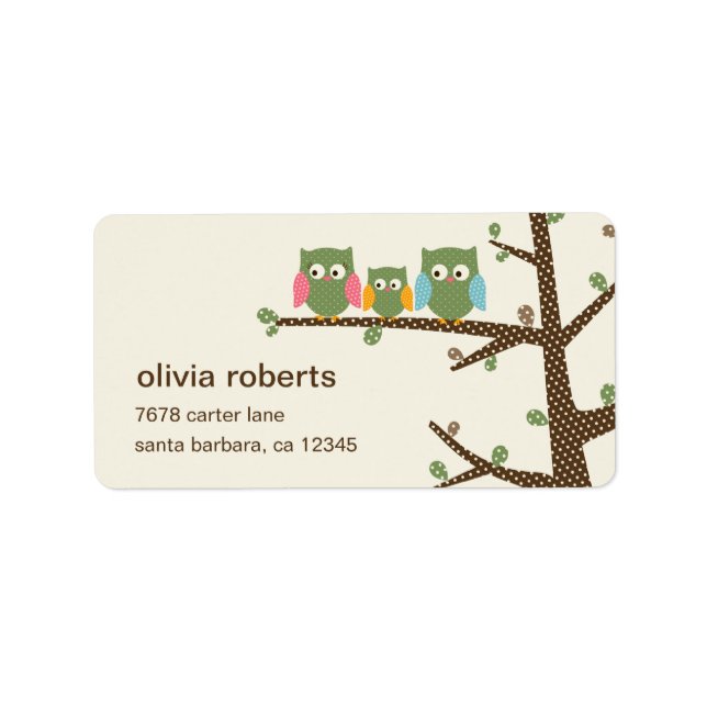 Dotty Owls Address Label (Front)