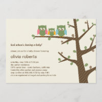 Dotty Owls Baby Shower Invitation