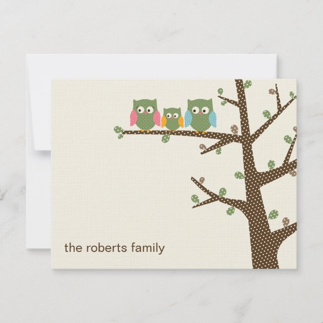 Dotty Owls Thank You Cards Invitation (Front)