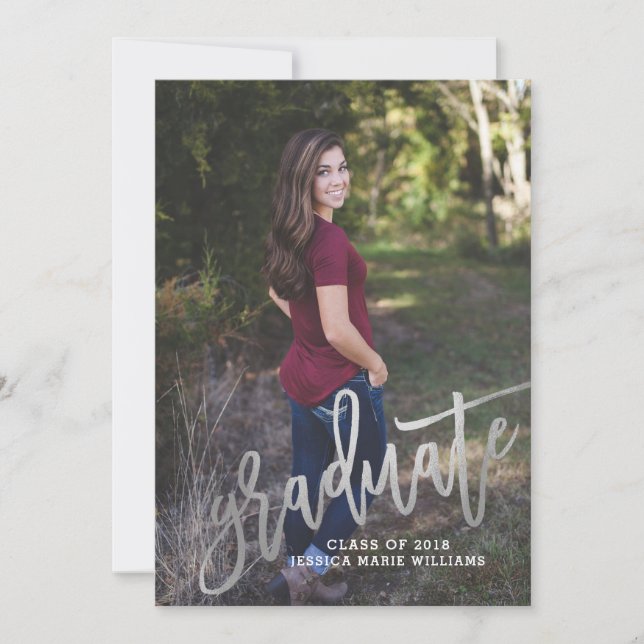 Dotty Silver Graduation Announcements (Front)