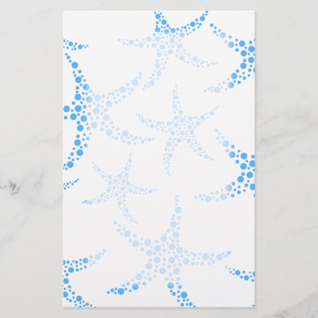 Dotty Starfish Pattern in Blue and White. Stationery (Front)