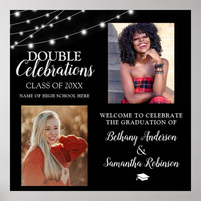 Double 2 Photo Graduation Welcome Poster (Front)
