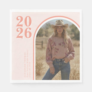 Double Arch Blush Pink Minimal Photo Graduation Napkin
