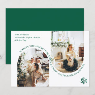 Double Arch Christmas Personalized 2 Photo Holiday Card