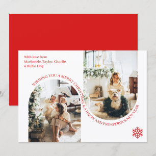 Double Arch Christmas Personalized 2 Photo Holiday Card