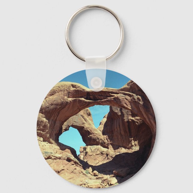 Double Arch Desert Landscape Photo Key Ring (Front)