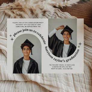Double Arch Photo Boy Graduation Invitation