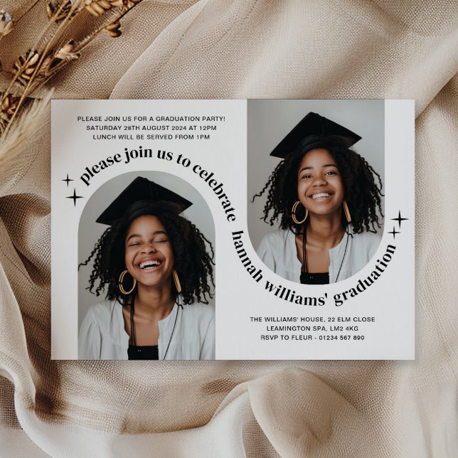 Double Arch Photo Girl Graduation Invitation (Creator Uploaded)