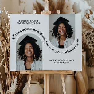 Double Arch Photo Girl Graduation Poster
