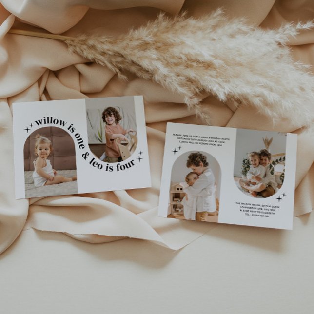 Double Arch Photo Joint Birthday Invitation (Creator Uploaded)