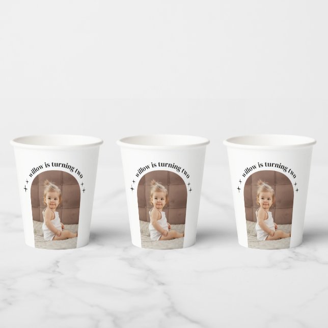 Double Arch Photo Joint Birthday Paper Cups (Multi)
