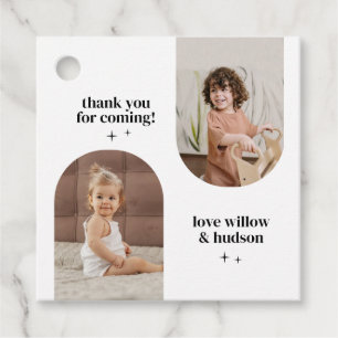 Double Arch Photo Joint Birthday Paper Favour Tags