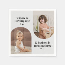 Double Arch Photo Joint Birthday Paper Napkin