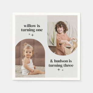 Double Arch Photo Joint Birthday Paper Napkin
