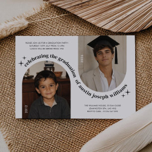 Double Arch Photo Then and Now Graduation Invitation