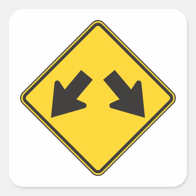 Double Arrows Road Sign Square Sticker (Front)