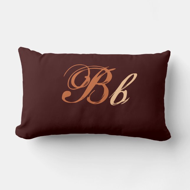 Double B Monogram in Brown and Beige Lumbar Cushion (Front)