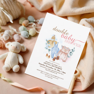 Double Baby Shower Cute Modern Baby Shower Invitation