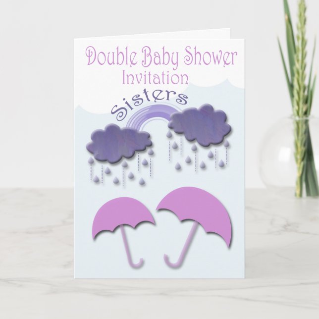 Double Baby Shower Invitation Cards (Front)