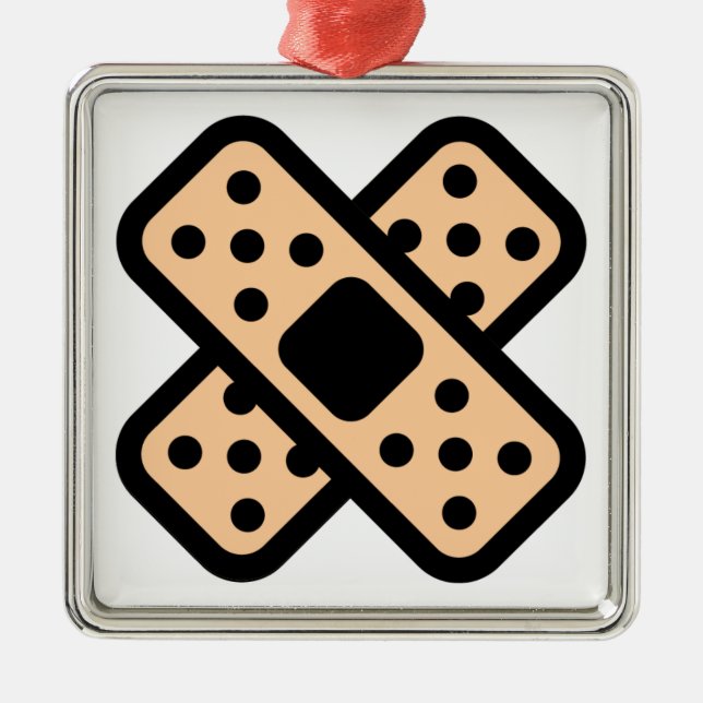 Double Band Aids Metal Tree Decoration (Front)