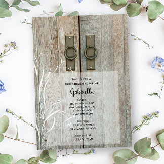 Double Barn Doors Country Baby Shower Invitation
