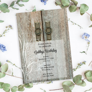 Double Barn Doors Country Birthday Party Invitation