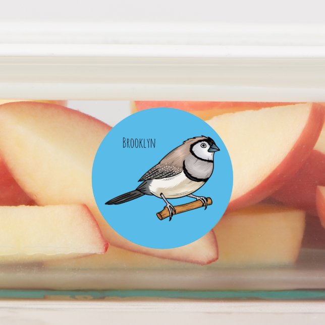 Double-barred finch bird cartoon illustration  (Affixed)