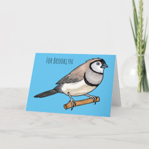 Double-barred finch bird cartoon illustration card