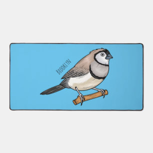 Double-barred finch bird cartoon illustration  desk mat
