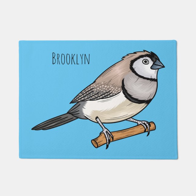 Double-barred finch bird cartoon illustration  doormat (Front)