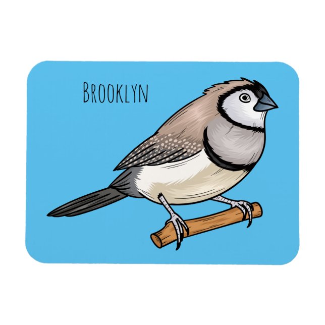 Double-barred finch bird cartoon illustration  magnet (Horizontal)